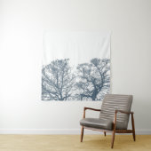 Blauwe Bodembomen Tropische Boho Wandkleed (In situ)