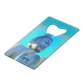 blauwe boeddha creditkaart flessenopener (Voorkant Gekanteld)