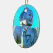 blauwe boeddha keramisch ornament (Links)