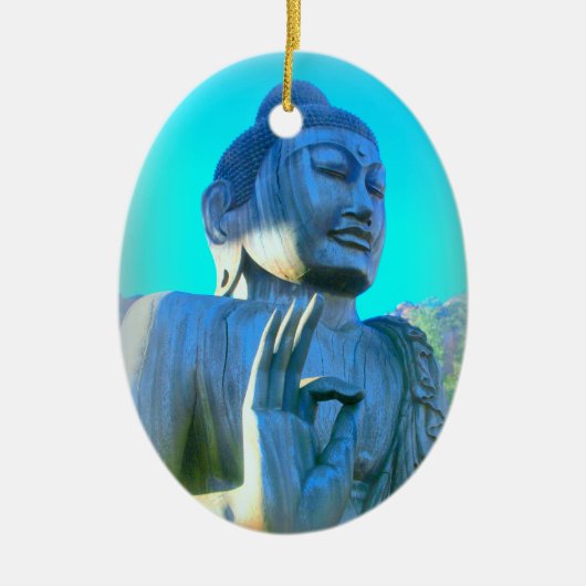 blauwe boeddha keramisch ornament (Voorkant)