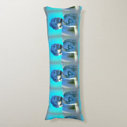 blauwe boeddha lichaamskussen (Voorkant Verticaal)