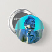 blauwe boeddha ronde button 5,7 cm (Voorkant /achterkant)