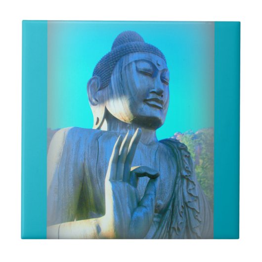 blauwe boeddha tegeltje (Voorkant)