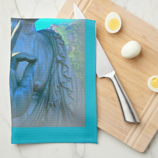 blauwe boeddha theedoek (Quarter Fold)