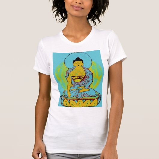 Blauwe boeddha-vrouwenkruid t-shirt (Voorkant)