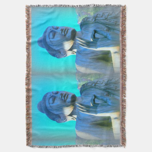 blauwe boeddhas goot deken (Voorkant Verticaal)