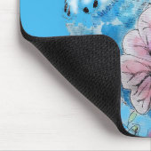 Blauwe boedgie Boedgerigar Roos Waterverf bloemen Muismat (Hoek)