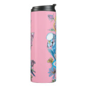 Blauwe boedgie Boedgerigar Roos Waterverf bloemen Thermosbeker (Gedraaid links)