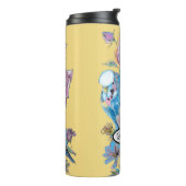 Blauwe boedgie Boedgerigar Roos Waterverf bloemen Thermosbeker (Gedraaid links)