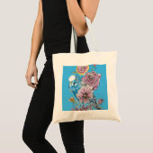 Blauwe boedgie Boedgerigar Roos Waterverf bloemen Tote Bag (Voorkant (product))