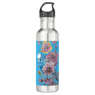 Blauwe boedgie Boedgerigar Roos Waterverf bloemen Waterfles