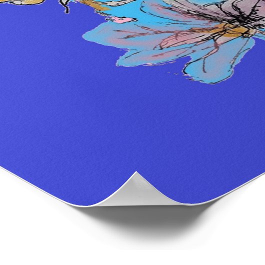 Blauwe boedgie en rode rozenzeemacht Poster Waterv (Hoek)