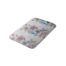 Blauwe boedgie en Rozen Kunstbloemen Bath Mat