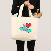 Blauwe boedgie met hart grote tote bag (Voorkant (product))