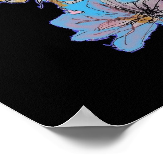 Blauwe boedgie Red Rose Black Waterverf art Poster (Hoek)