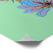 Blauwe boedgie Red Rose Green Waterverf art Poster (Hoek)