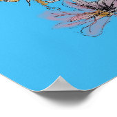 Blauwe boedgie Red Rose Pastel Waterverf art Poste Poster (Hoek)