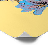 Blauwe boedgie Red Rose Yellow Waterverf art Poste Poster (Hoek)