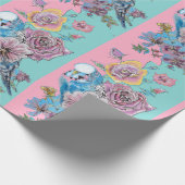 Blauwe boedgie Rozen kunstbloemen Budgies Parrot R Cadeaupapier (Hoek)