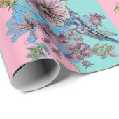 Blauwe boedgie Rozen kunstbloemen Budgies Parrot R Cadeaupapier (Rol Hoek)