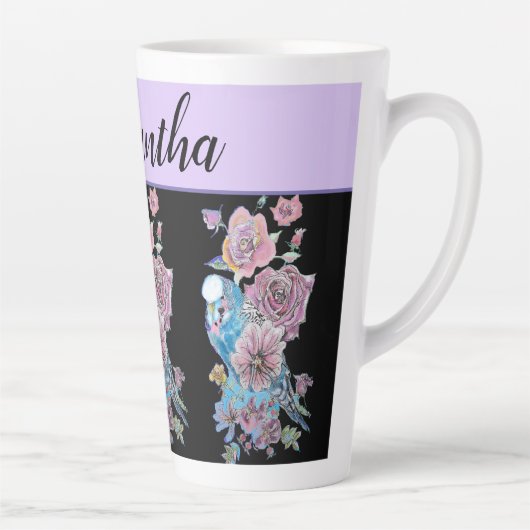 Blauwe boedgie Rozen Lavender paarse kunst Mok sch (Rechts)