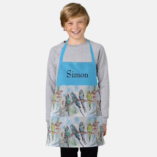 Blauwe boedgie Waterverf boys Kinder Apron Schort (Gedragen)