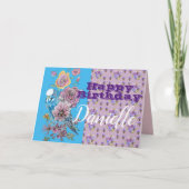 Blauwe boedgie Waterverf roos florale Birthday Kaa Kaart (Voorkant)