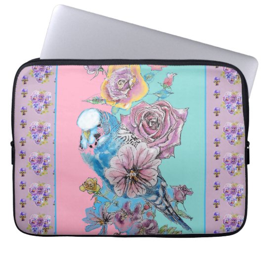 Blauwe boeggie Waterverf grillen roze Aqua Laptop Sleeve (Voorkant)