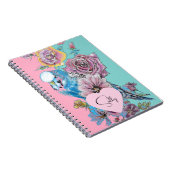 Blauwe boeggie Waterverf grillen roze Aqua Notitieboek (Rechterzijde)