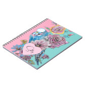 Blauwe boeggie Waterverf grillen roze Aqua Notitieboek (Linkerzijde)