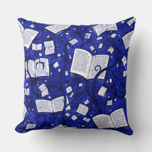 Blauwe boeken achtergrond kussen