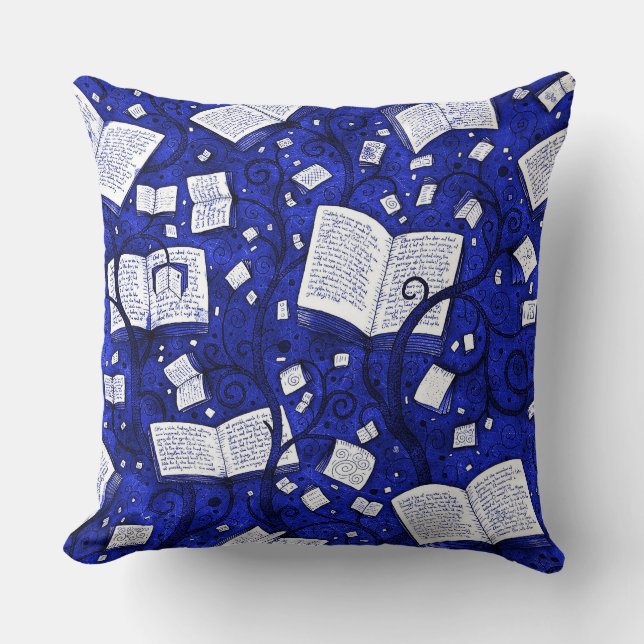 Blauwe boeken achtergrond kussen (Voorkant)