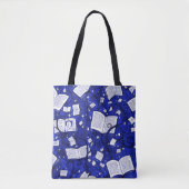 Blauwe boeken achtergrond tote bag (Voorkant)