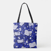 Blauwe boeken achtergrond tote bag (Achterkant)