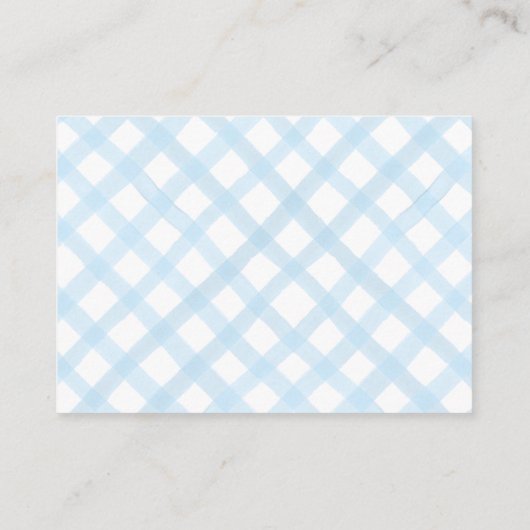 Blauwe Boeken voor Baby shower Kaart met Gingham B (Achterkant)