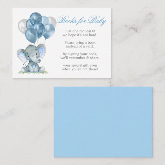 Blauwe boeken voor waterverf ellephant-ballonnen v informatiekaartje (Voorkant / Achterkant)