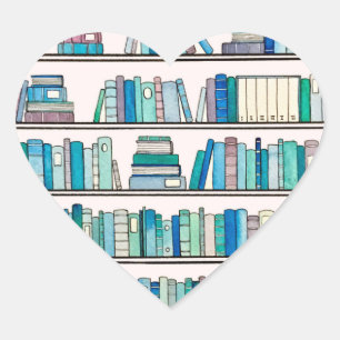 Blauwe boekenplank — Heart Stickers