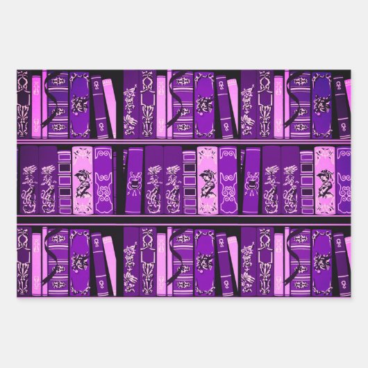 Blauwe boekenplanken  boeken inpakpapier vel (Voorkant 3)