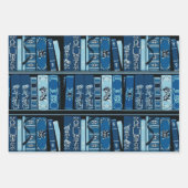 Blauwe boekenplanken  boeken inpakpapier vel (Voorkant)