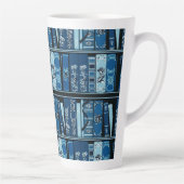 Blauwe boekenplanken  boeken latte mok (Rechts)