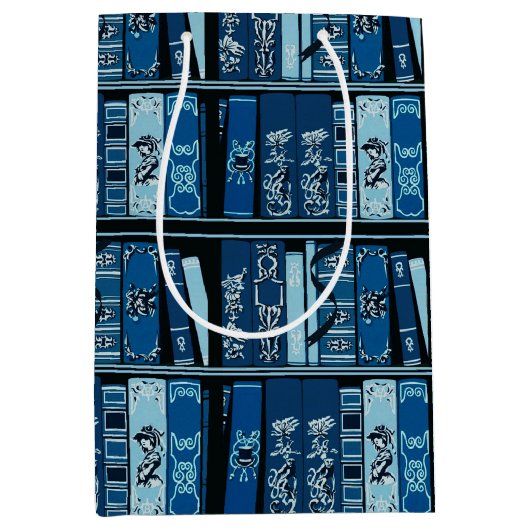 Blauwe boekenplanken  boeken medium cadeauzakje (Voorkant)