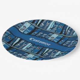 Blauwe boekenplanken boeken papieren bordje