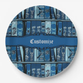 Blauwe boekenplanken  boeken papieren bordje (Voorkant)