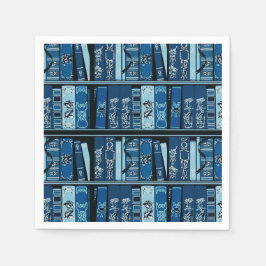 Blauwe boekenplanken  boeken servet