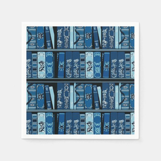 Blauwe boekenplanken  boeken servet (Voorkant)