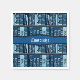 Blauwe boekenplanken boeken servet