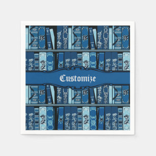 Blauwe boekenplanken  boeken servet