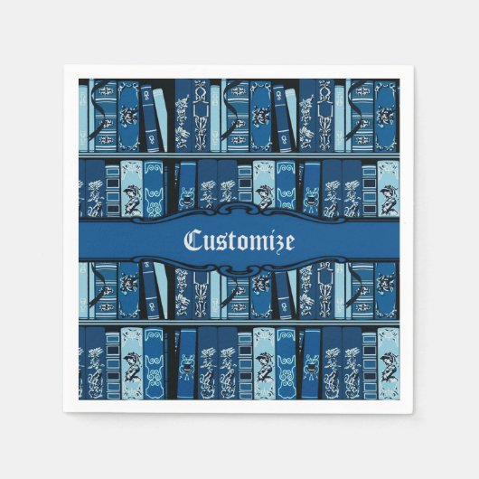Blauwe boekenplanken  boeken servet (Voorkant)