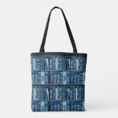 Blauwe boekenplanken  boeken tote bag (Achterkant)