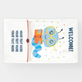 Blauwe boekworm thema banner (Horizontaal)
